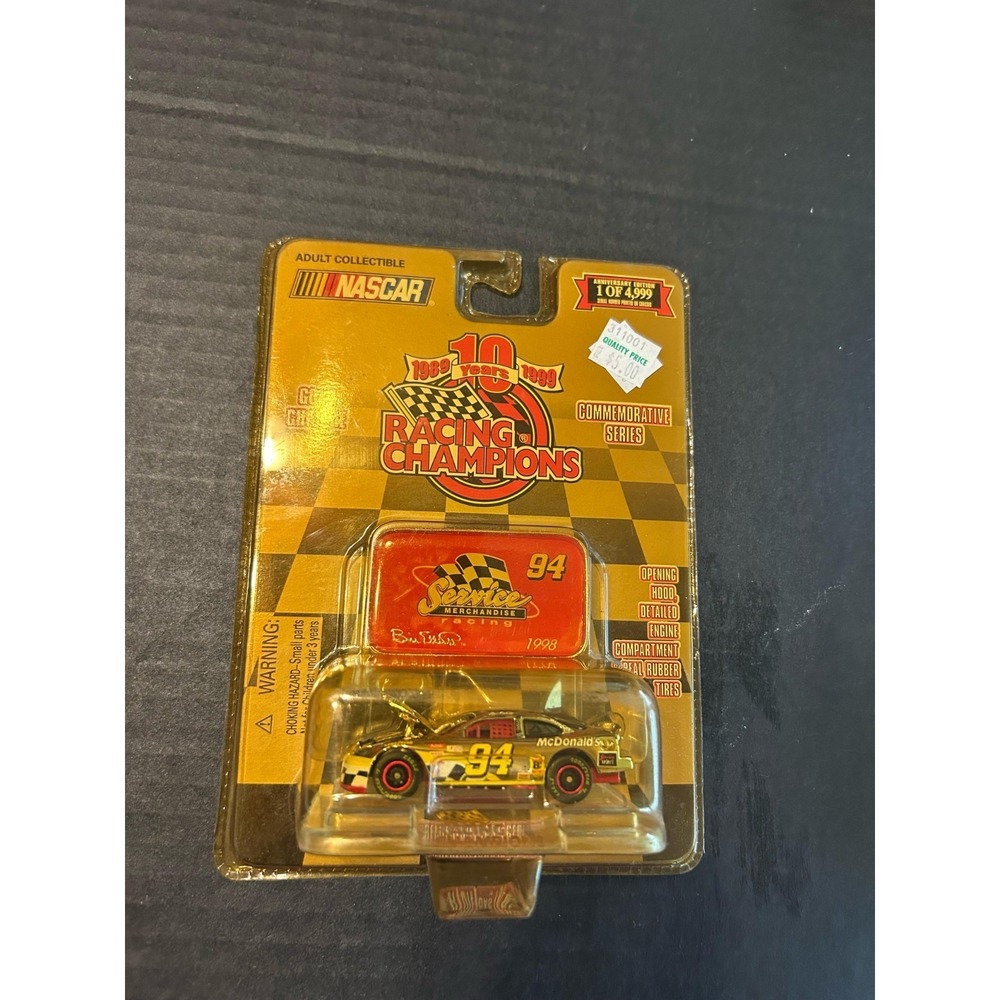 1999 Racing Champions NASCAR 10 Years Gold Chrome #94 Bill Elliott 1:64 Car